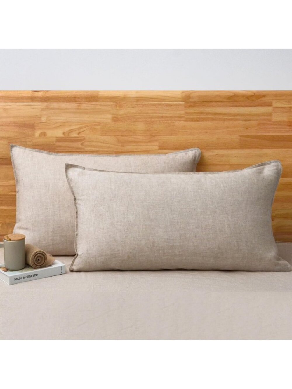Luxury 100% French Linen King Pillow Cases Set of 2 - Breathable, Cooling